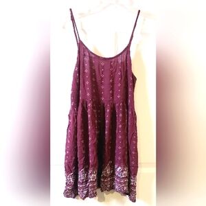 Forever 21 Burgundy Floral Boho Women's Sundress Size Small Adjustable Straps